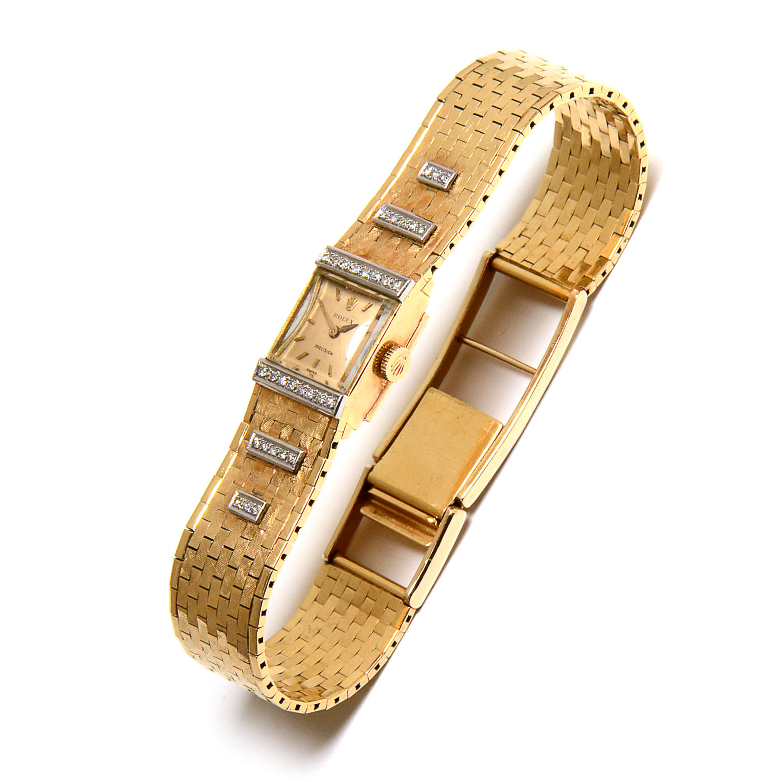 Vintage Rolex 18K Yellow Gold and Diamond Modified Watch Bracelet