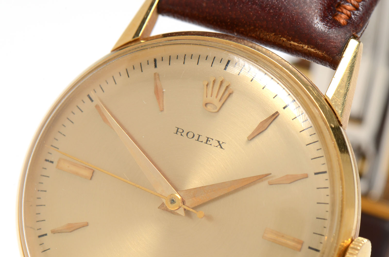 Men's Vintage Rolex 18K Gold Watch with Non-Rolex Leather and Steel Band