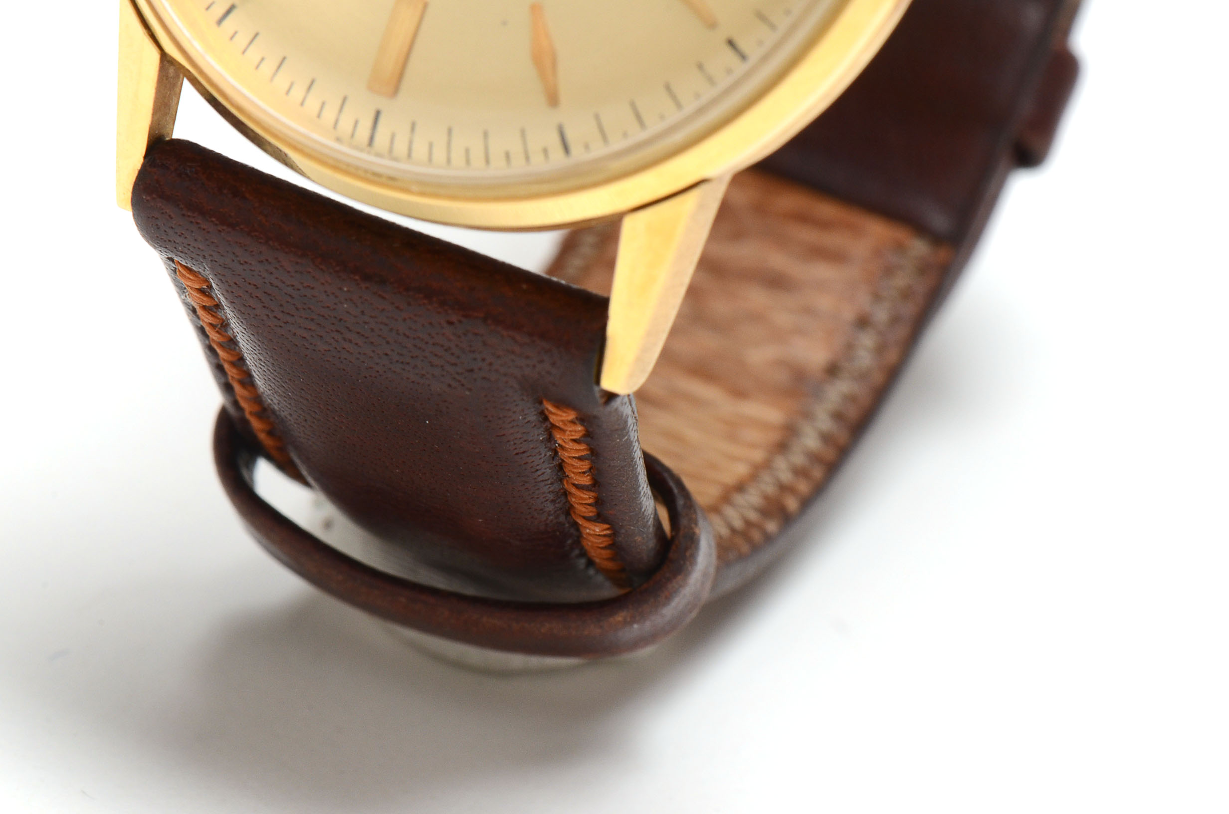 Men's Vintage Rolex 18K Gold Watch with Non-Rolex Leather and Steel Band