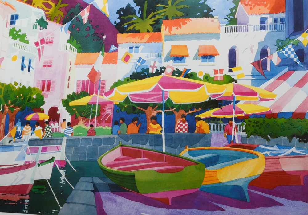 Ken Hawk Offset Lithograph "Midday Portofino"