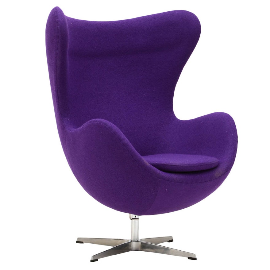 Fine Mod Purple Wool Egg Chair