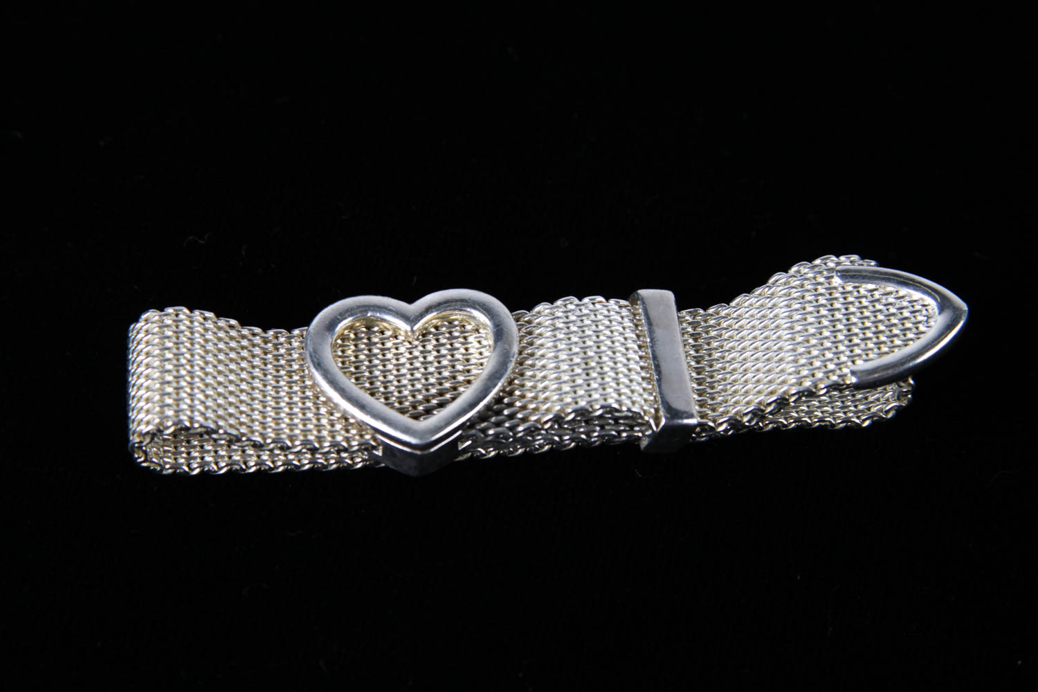 Tiffany & Co. Somerset Mesh Heart Buckle Sterling Bracelet