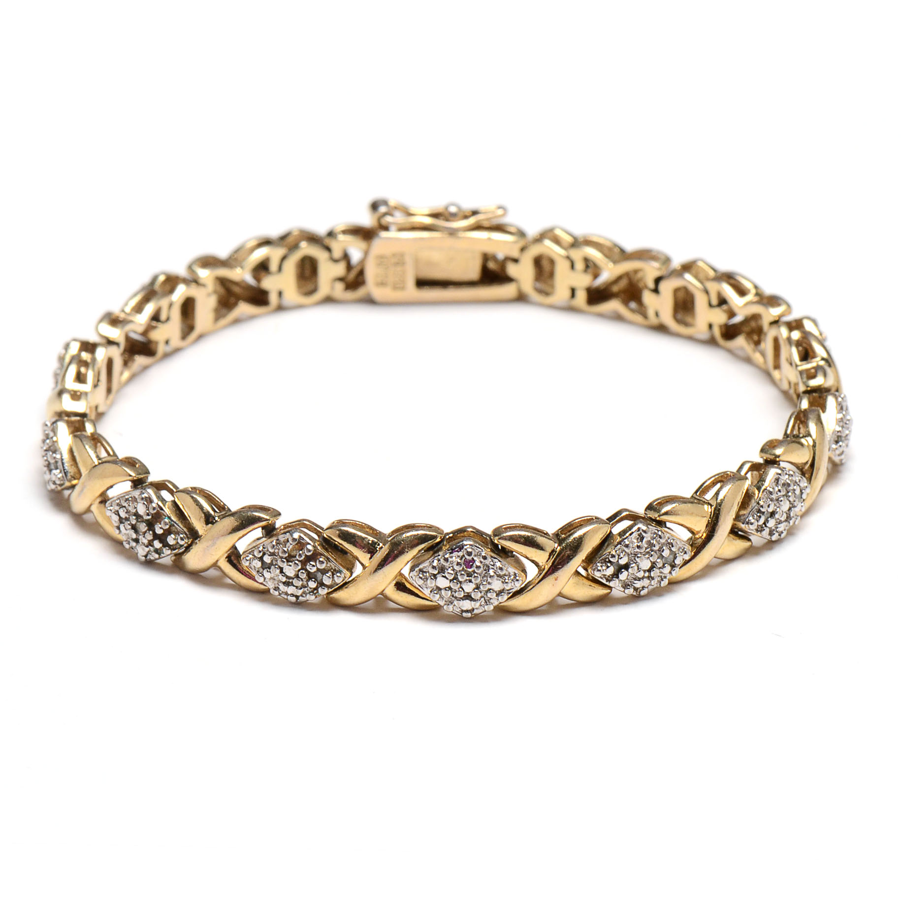 Three Sterling Vermeil Bracelets with Gemstones and Diamonds