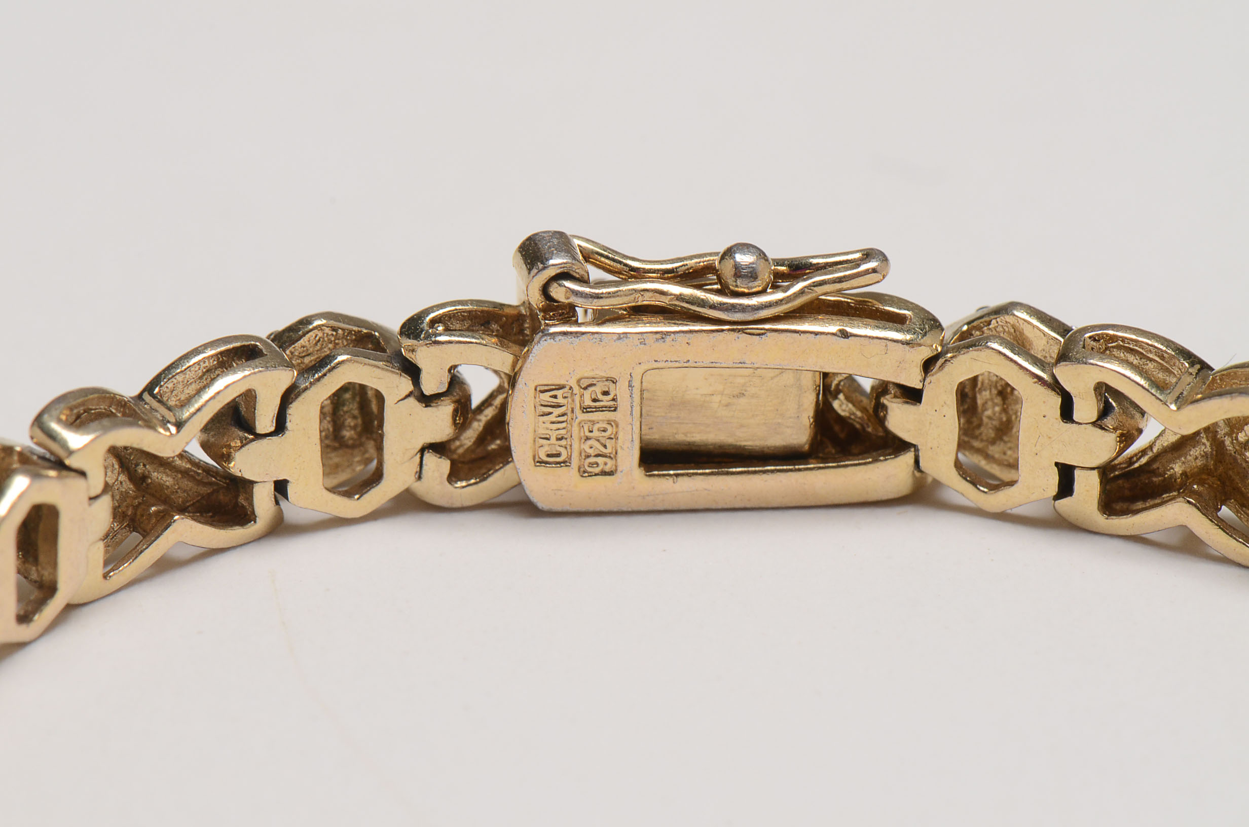 Three Sterling Vermeil Bracelets with Gemstones and Diamonds