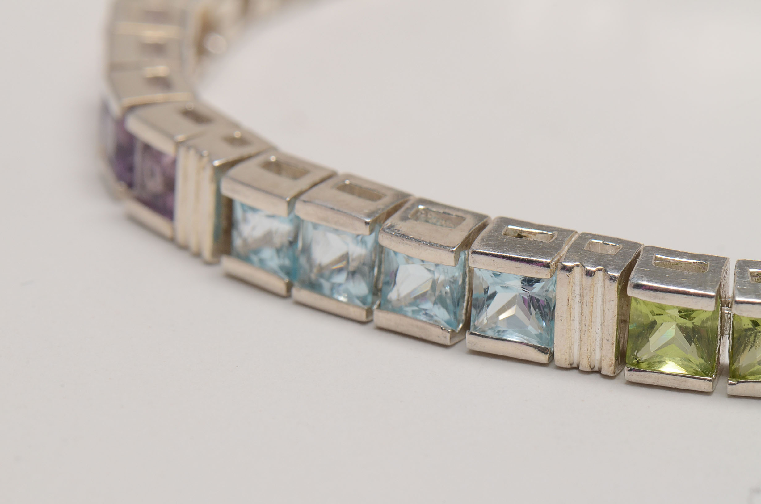 Sterling Silver Multi-Color Gemstone Bracelet