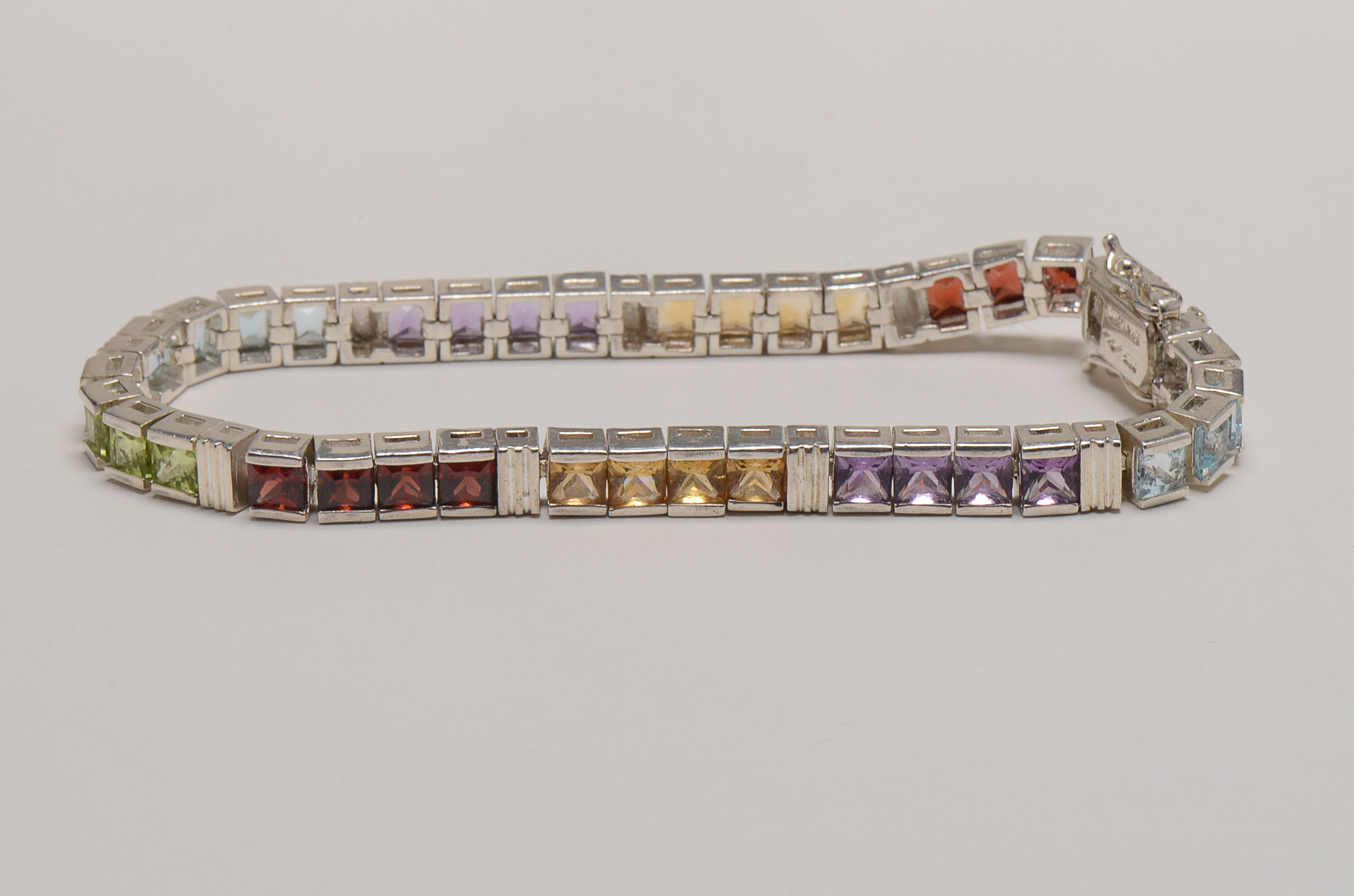 Sterling Silver Multi-Color Gemstone Bracelet
