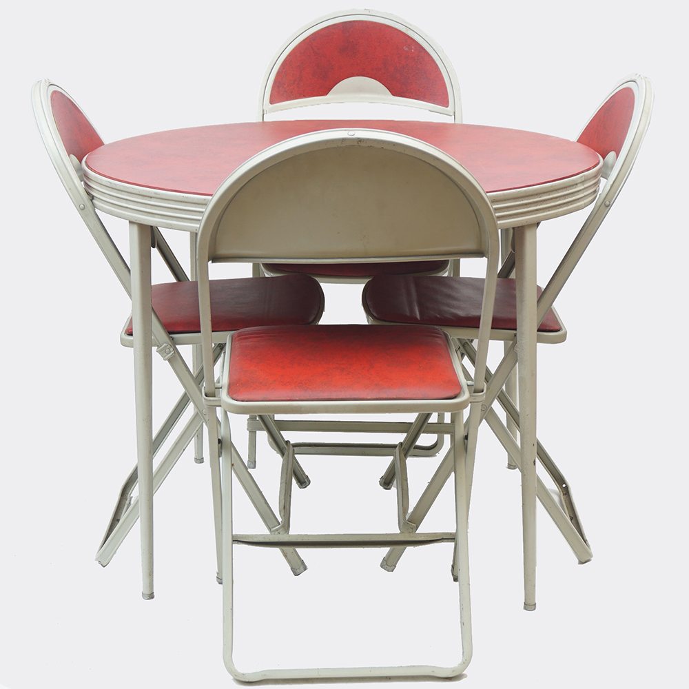 Retro Round Card Table With Matching Chairs