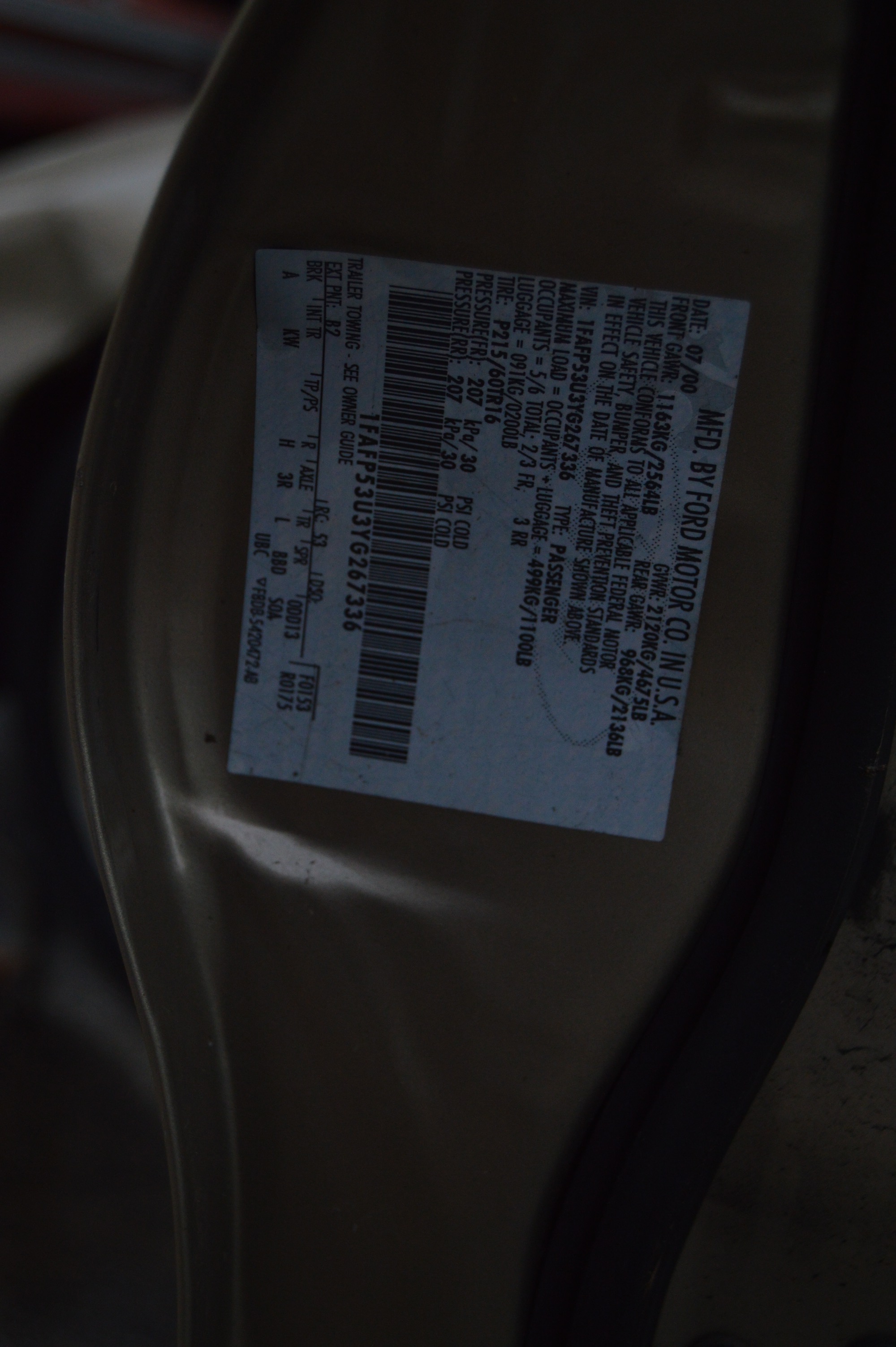 2000 Harvest Gold Ford Taurus