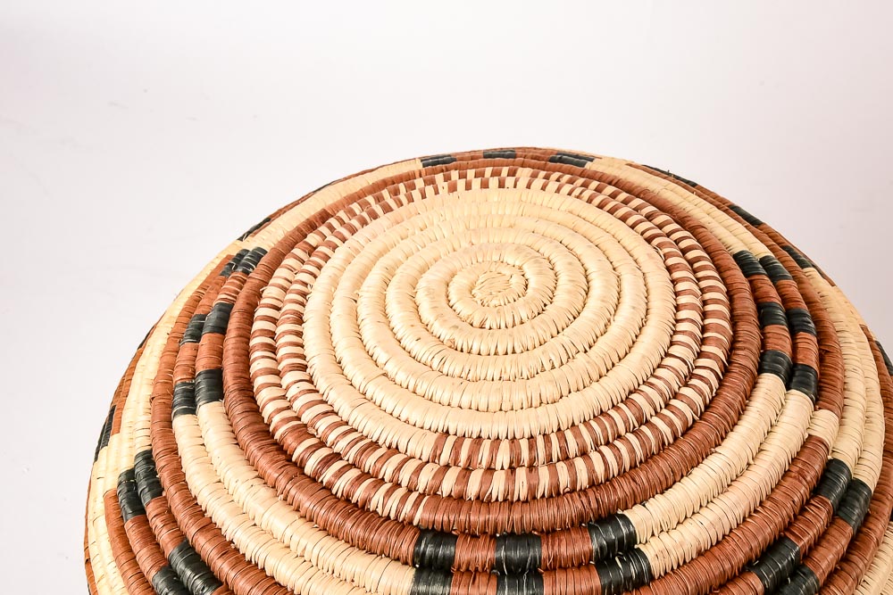 Collection of Six Woven Seri Baskets with Awl for Basket Making