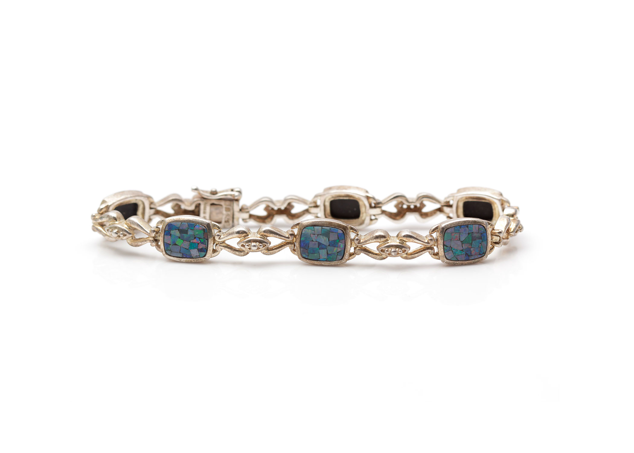 Sterling Silver and Opal Doublet Bracelet