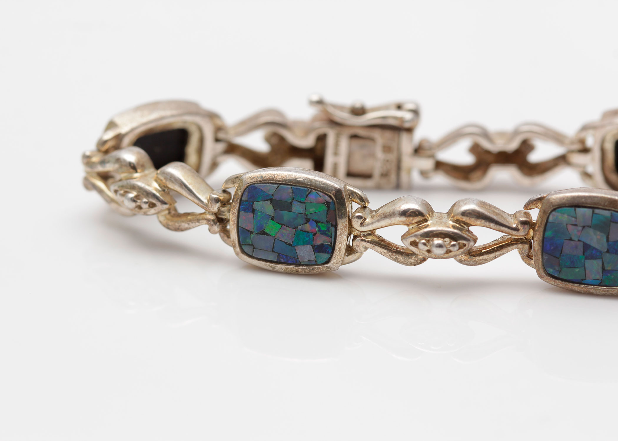 Sterling Silver and Opal Doublet Bracelet