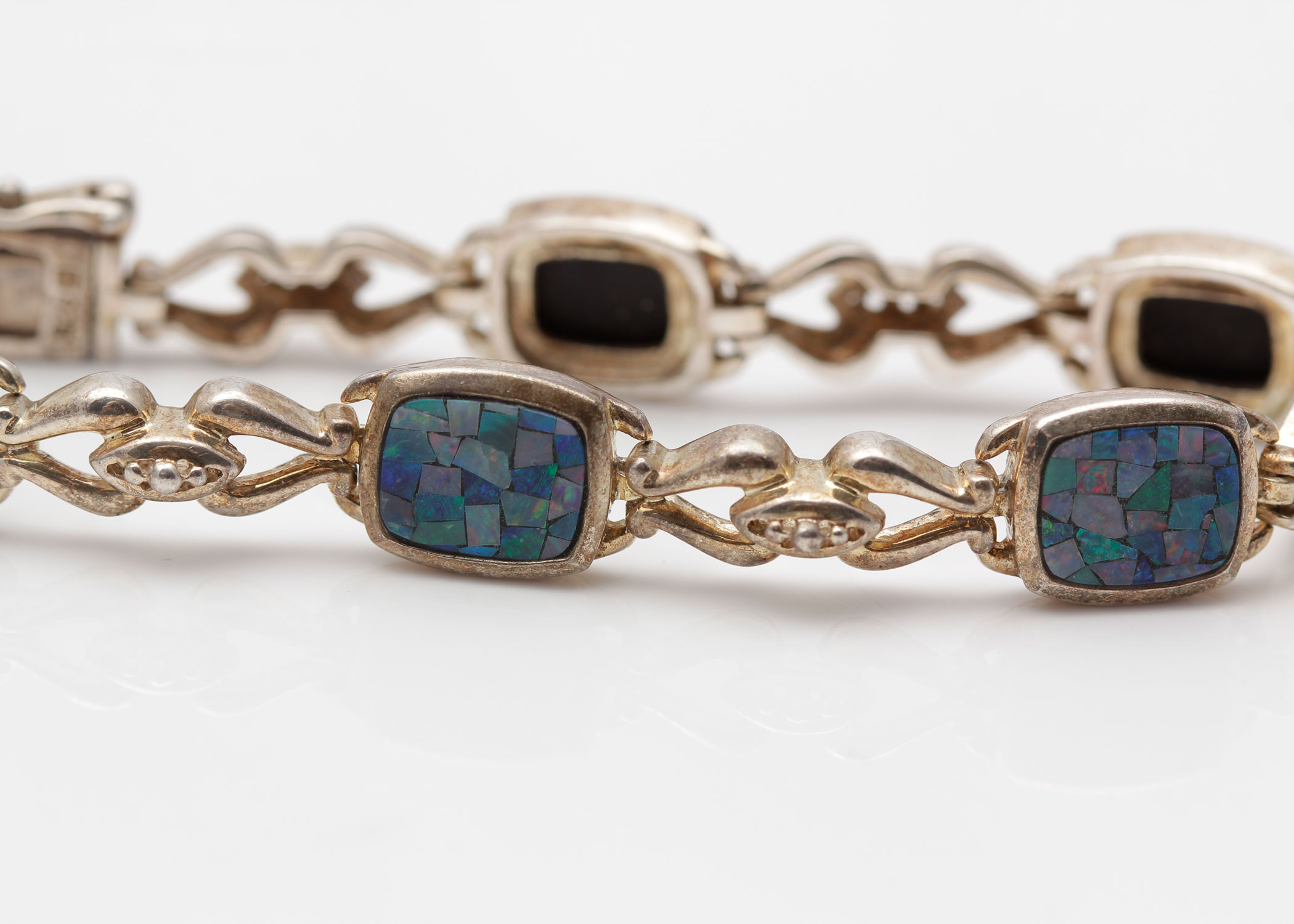 Sterling Silver and Opal Doublet Bracelet