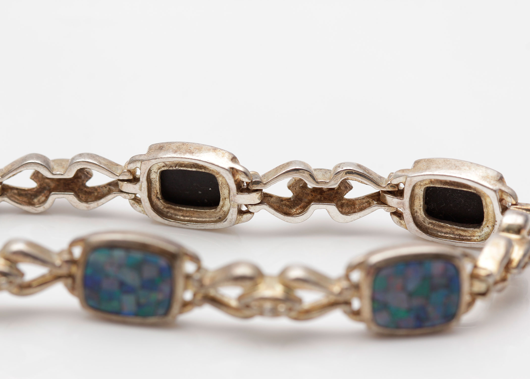 Sterling Silver and Opal Doublet Bracelet