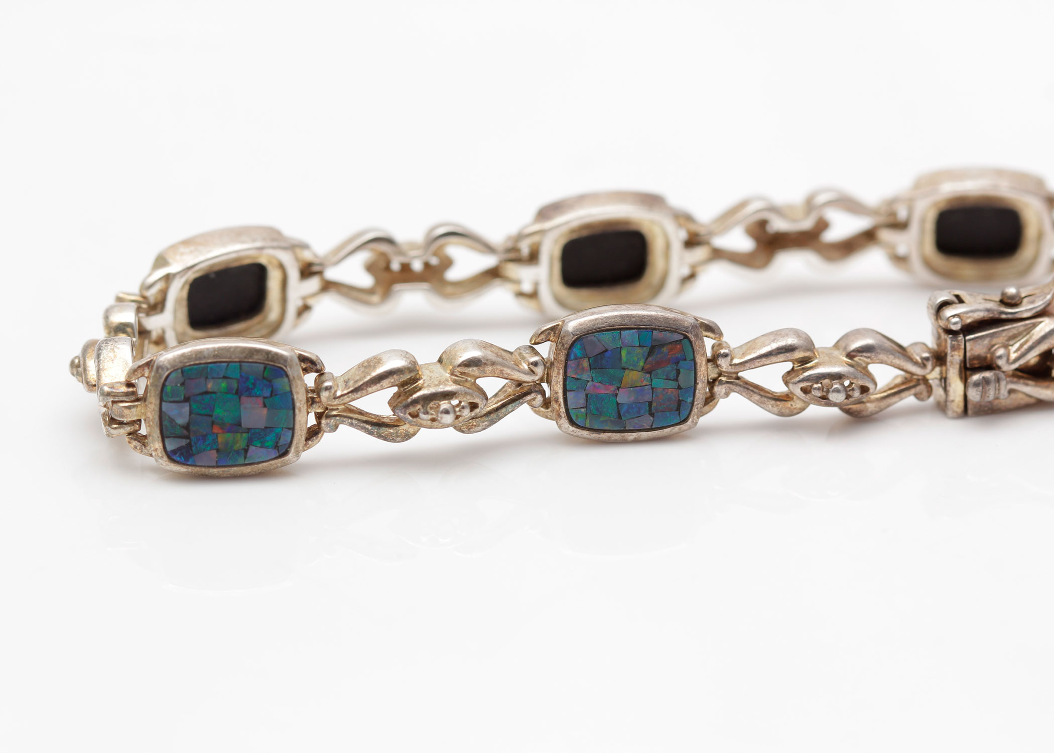 Sterling Silver and Opal Doublet Bracelet