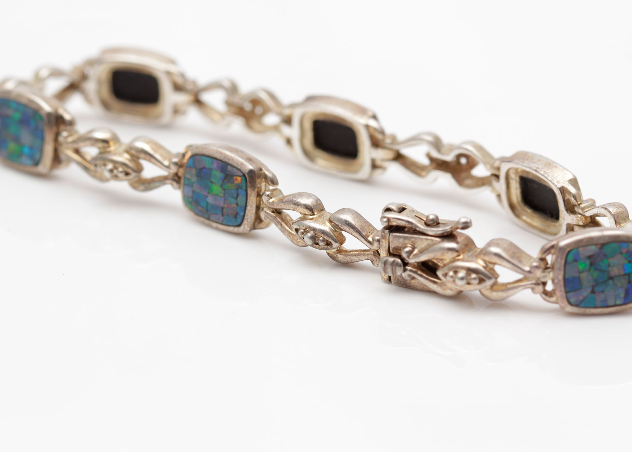 Sterling Silver and Opal Doublet Bracelet