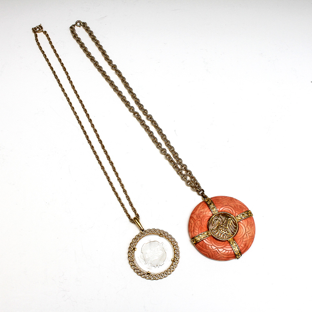 Vintage Crown Trifari and Hattie Carnegie Asian Style Necklaces