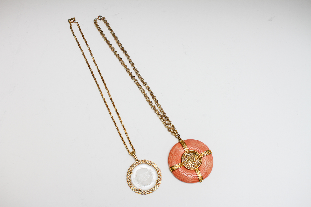 Vintage Crown Trifari and Hattie Carnegie Asian Style Necklaces