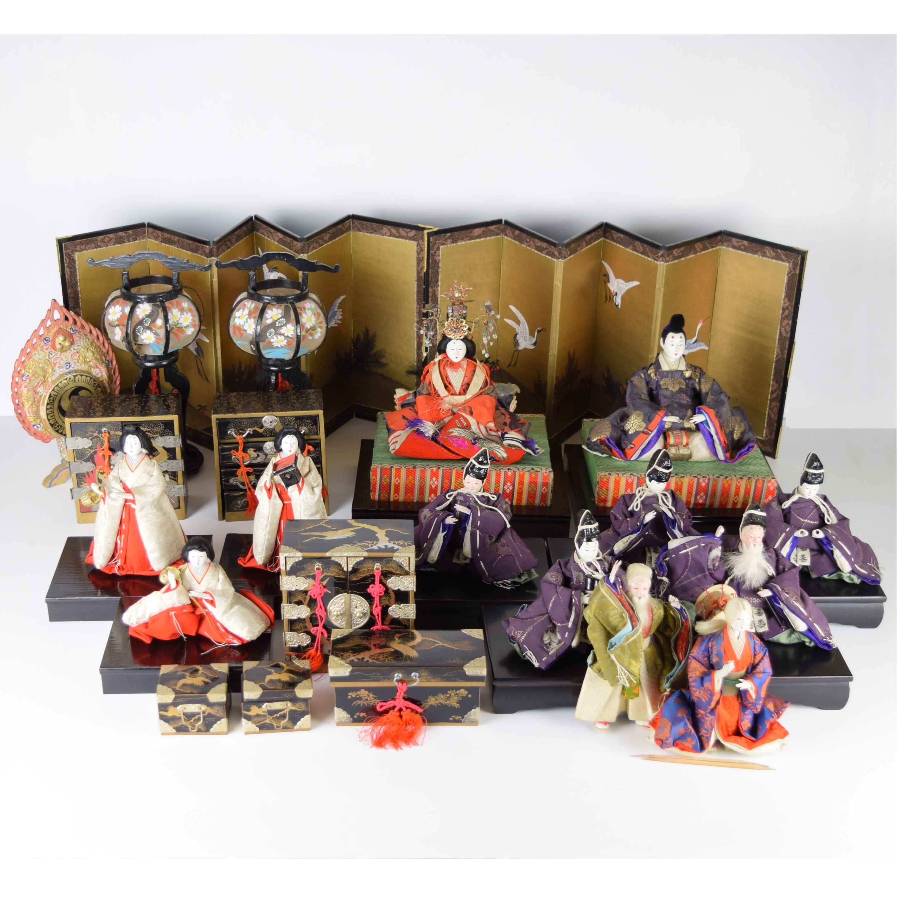 A Complete and Impressive Vintage Japanese Hina Doll Set