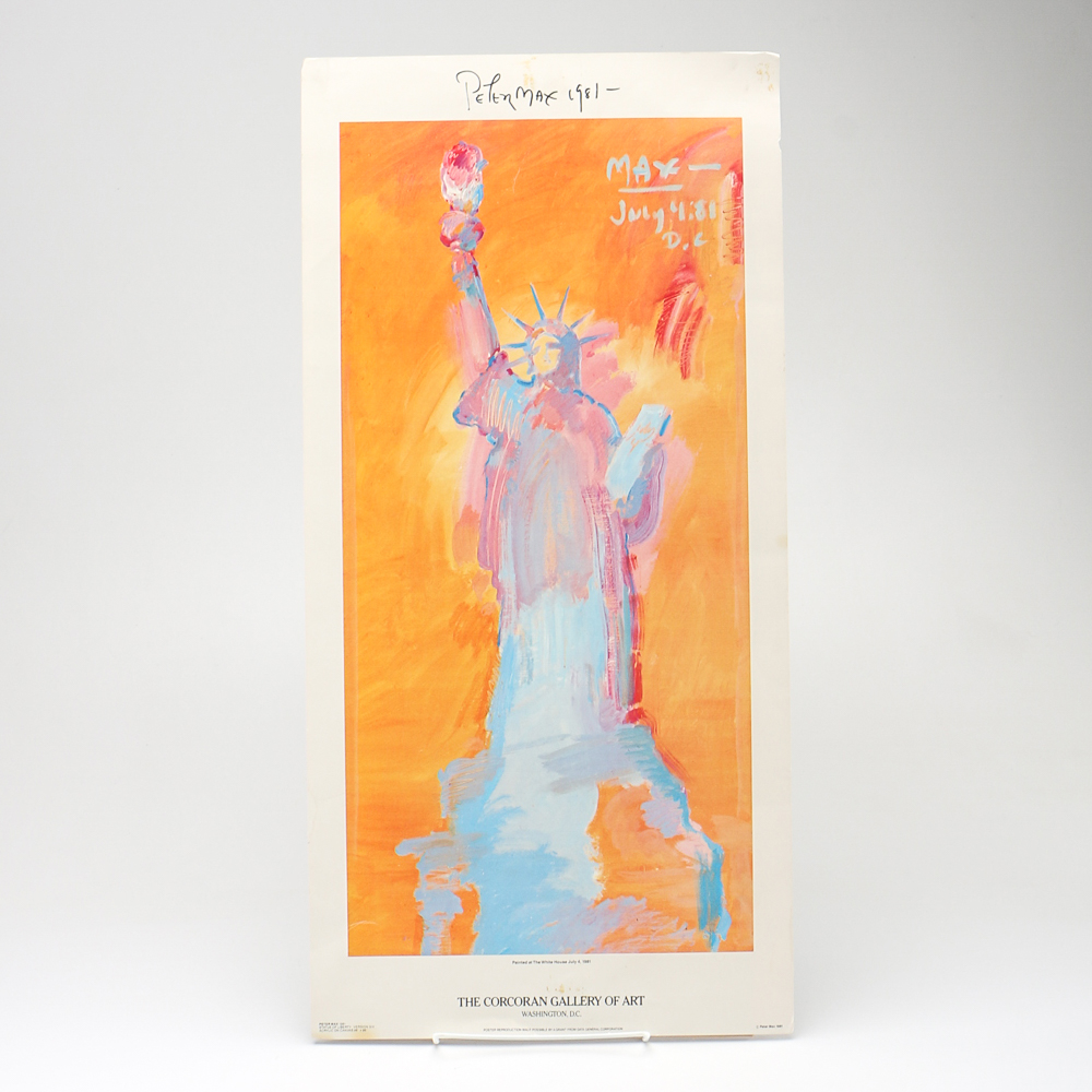 Signed Peter Max Poster of "Statue of Liberty Version Six"
