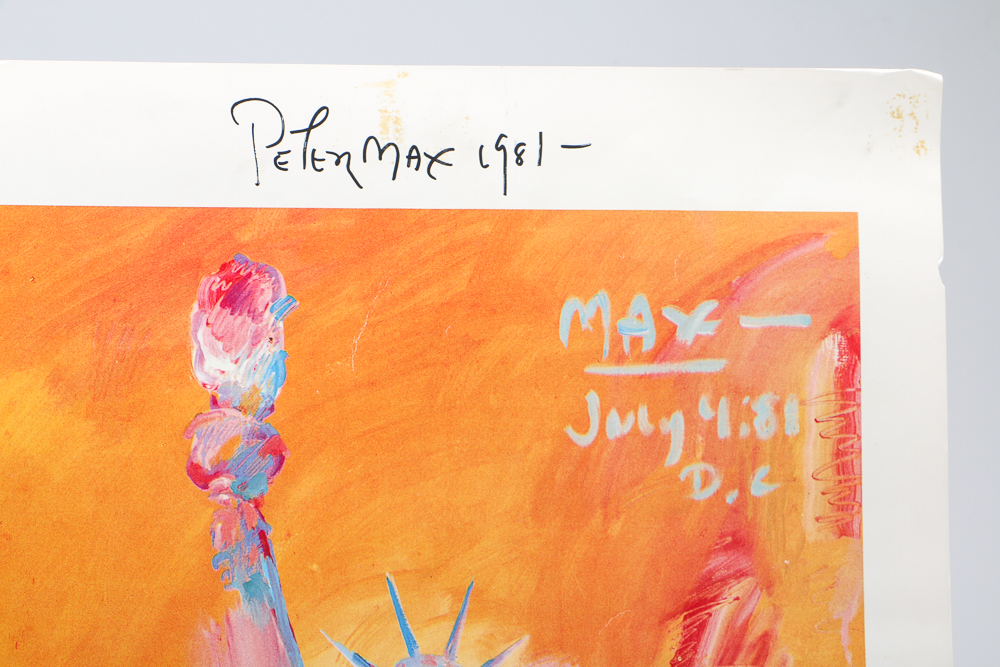 Signed Peter Max Poster of "Statue of Liberty Version Six"