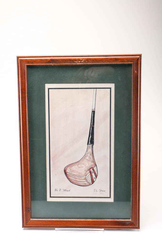 Pair of S.L. Shaw Signed Offset Lithographs "No. 2 Wood" and "Putter"