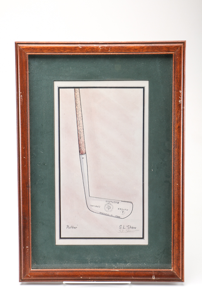 Pair of S.L. Shaw Signed Offset Lithographs "No. 2 Wood" and "Putter"