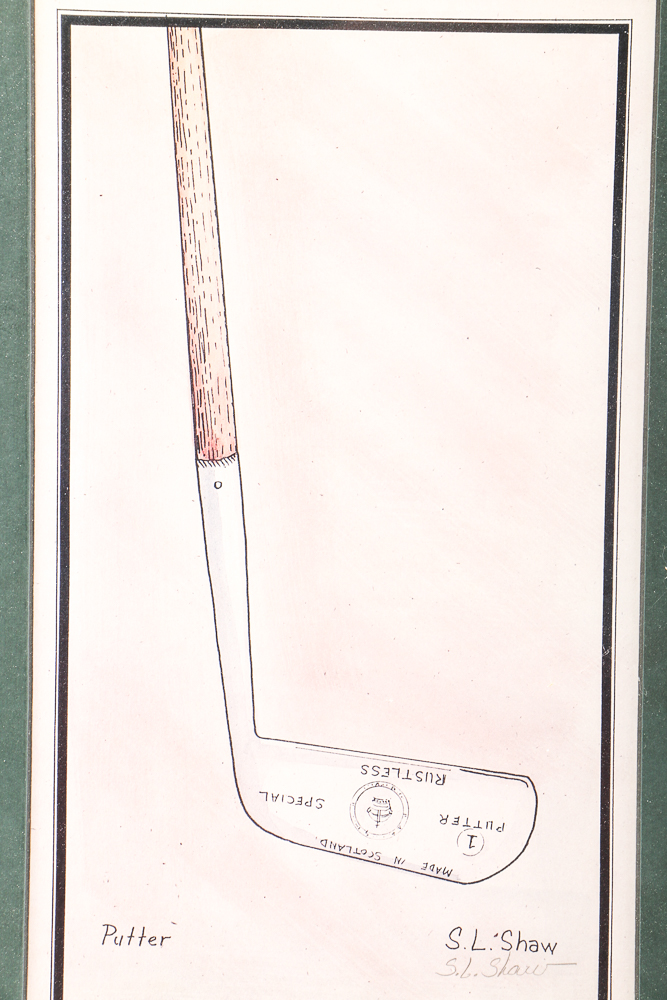 Pair of S.L. Shaw Signed Offset Lithographs "No. 2 Wood" and "Putter"