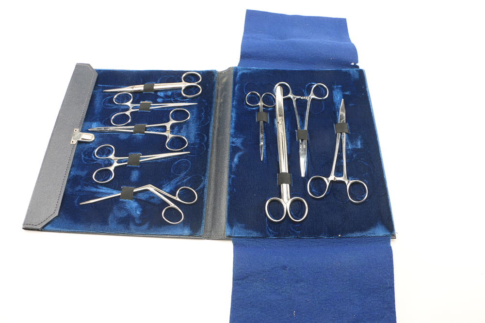 Stainless Steel Surgical Instrument Set in Case