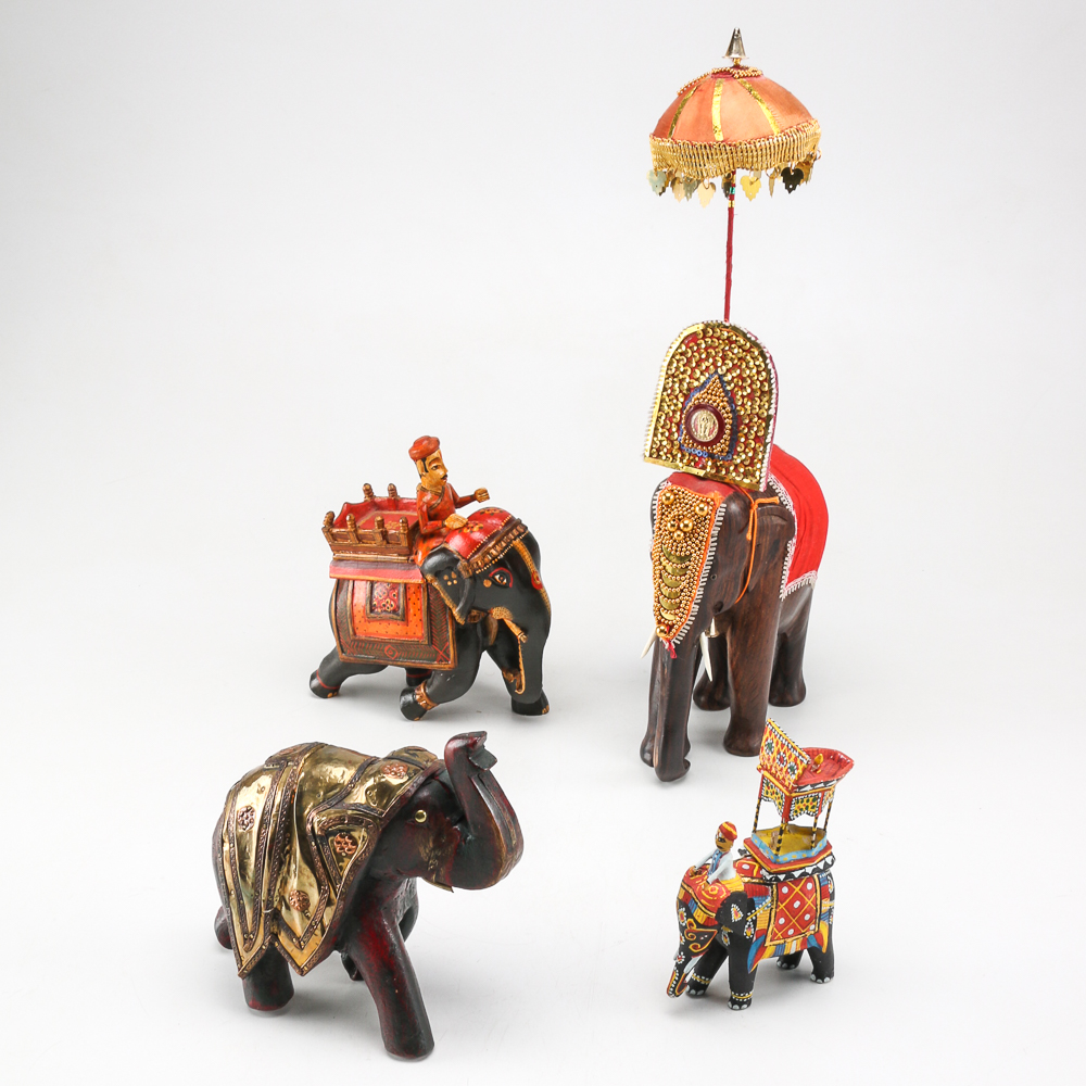 Collection of Four Elephant Figurines