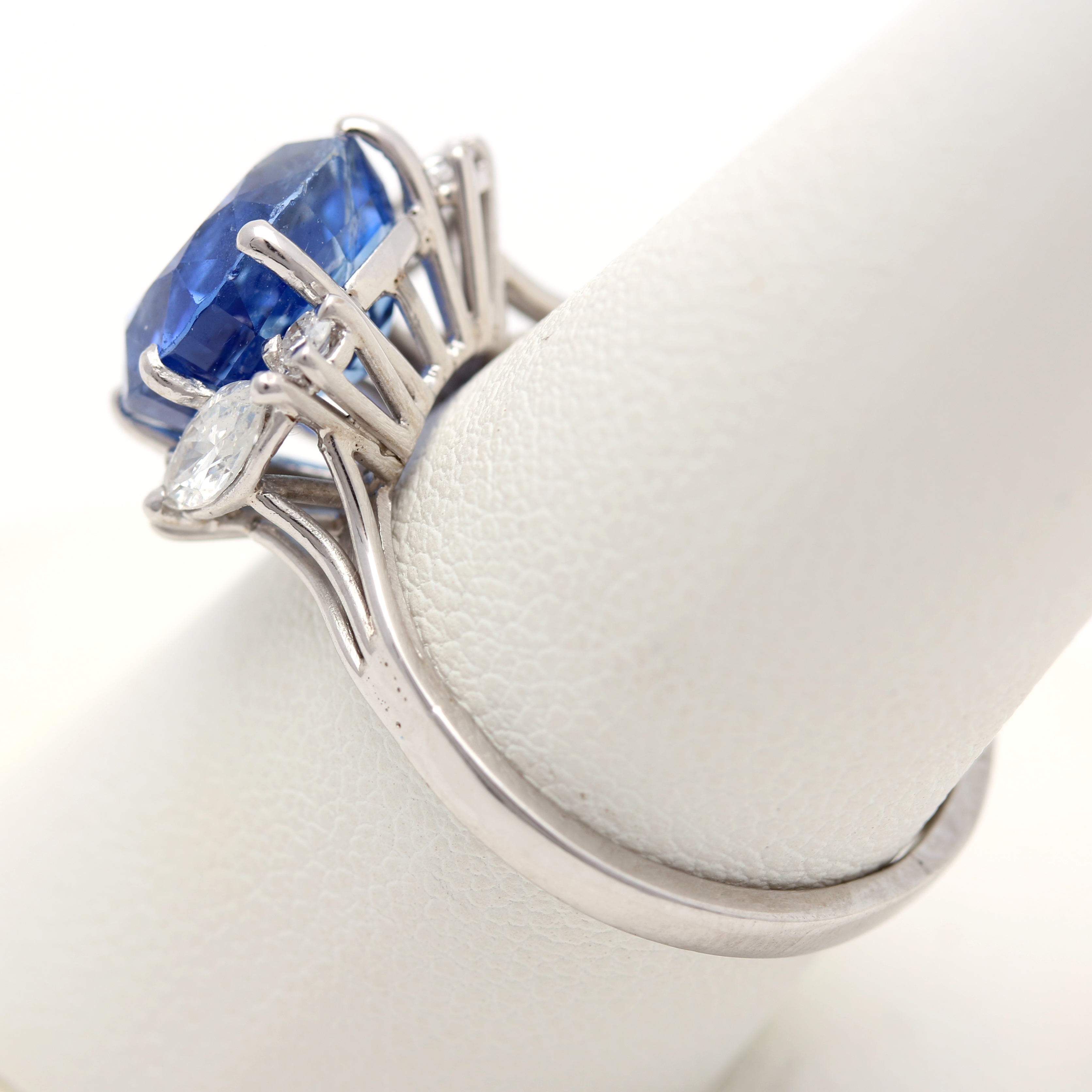14K White Gold Platinum Burmese 5.34 CT Sapphire Diamond Ring