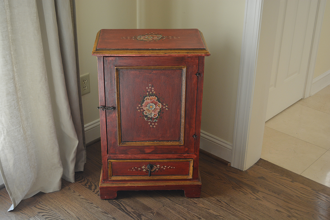 Floral Motif Hand-Painted Side Cabinet