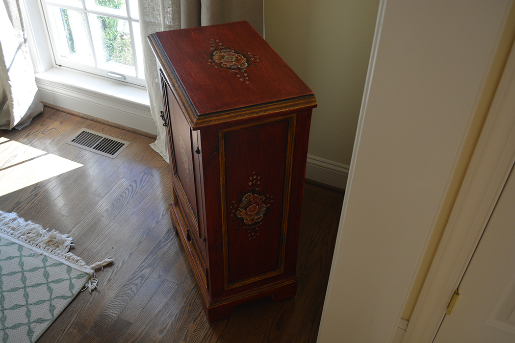 Floral Motif Hand-Painted Side Cabinet