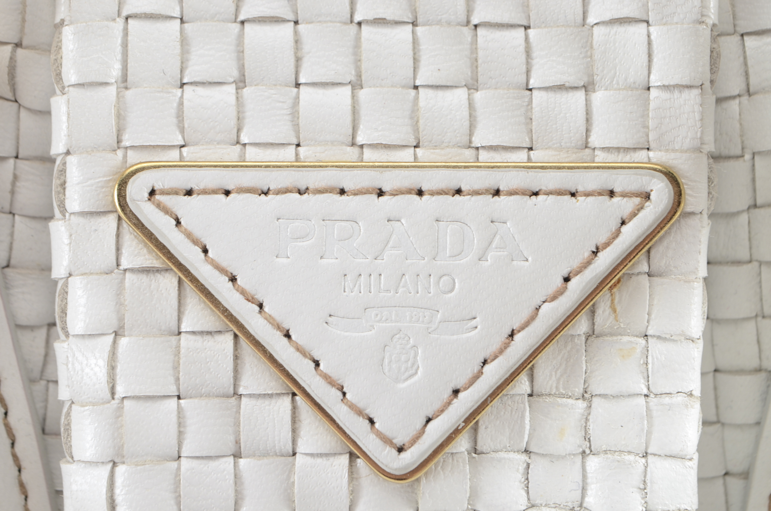 Prada Intreccio Madras Framed Satchel