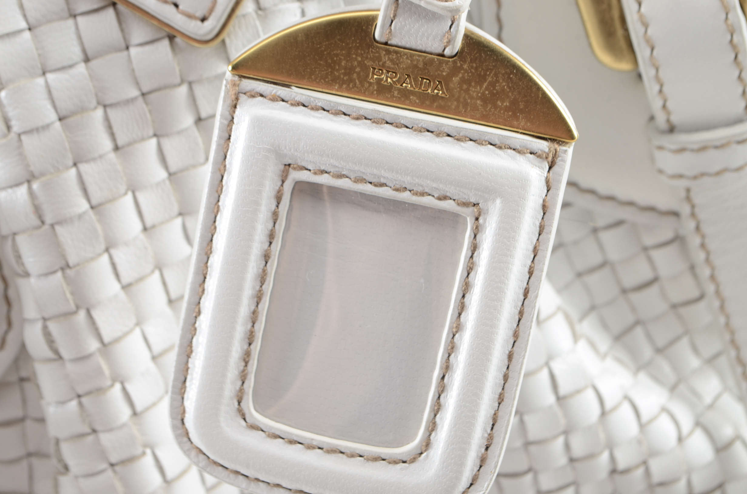 Prada Intreccio Madras Framed Satchel