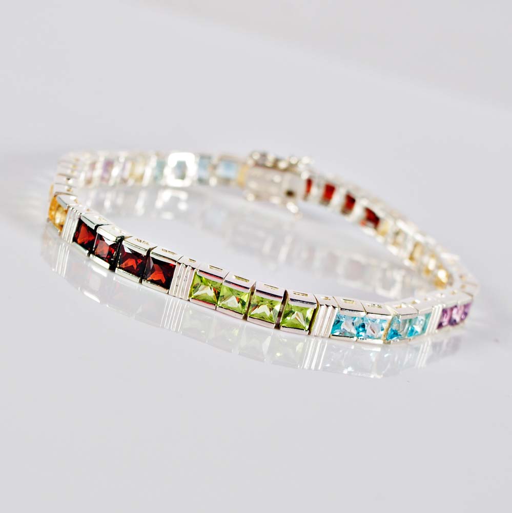 Sterling Silver and Multi-Gemstone Bracelet