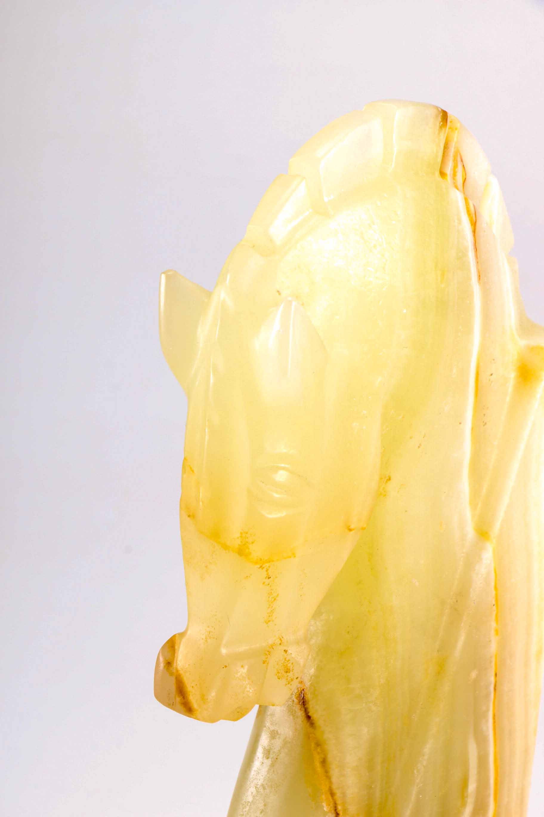 Carved Onyx Horse Head Statue