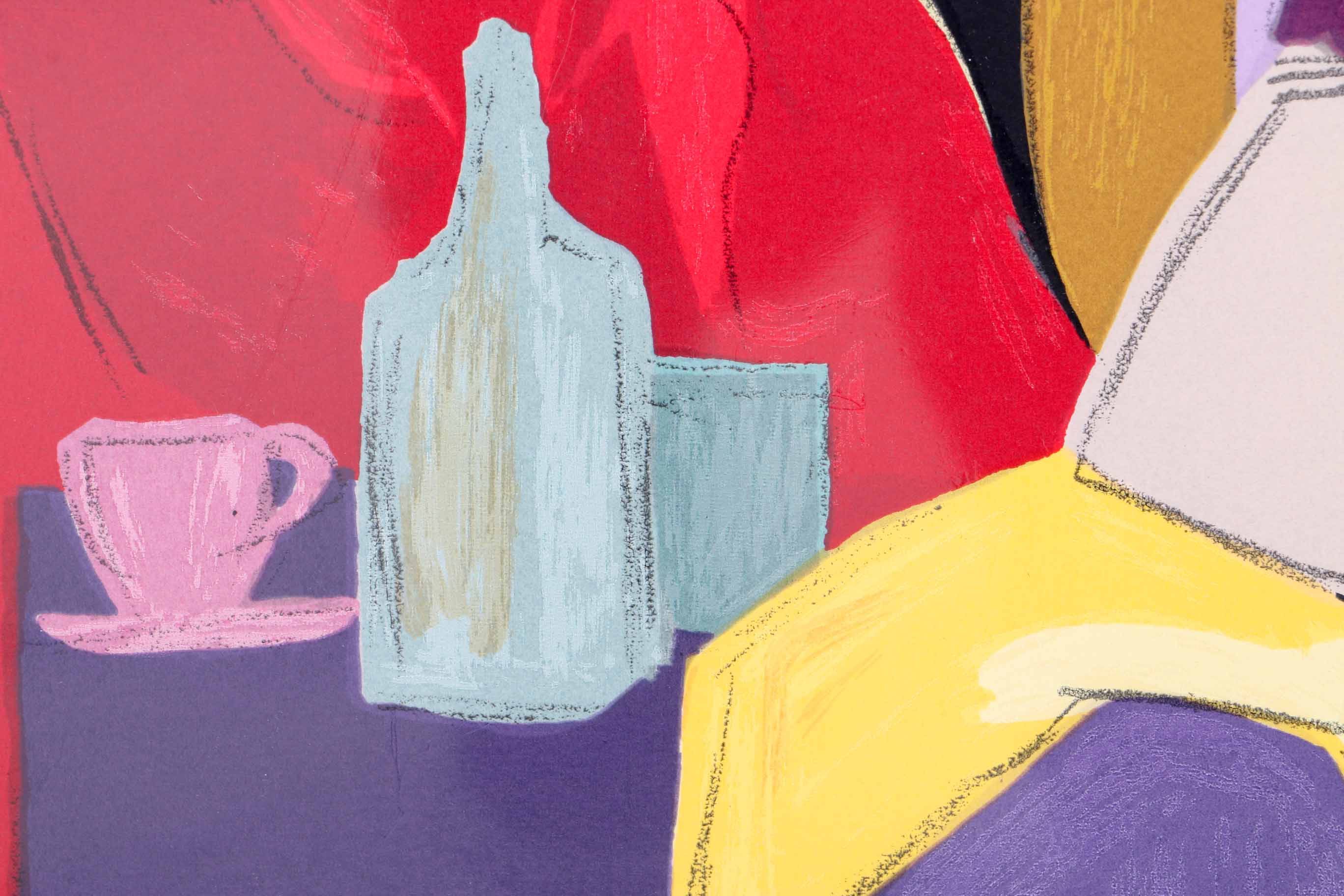 Patric Limited Edition Lithograph on Paper of a Cafe Scene