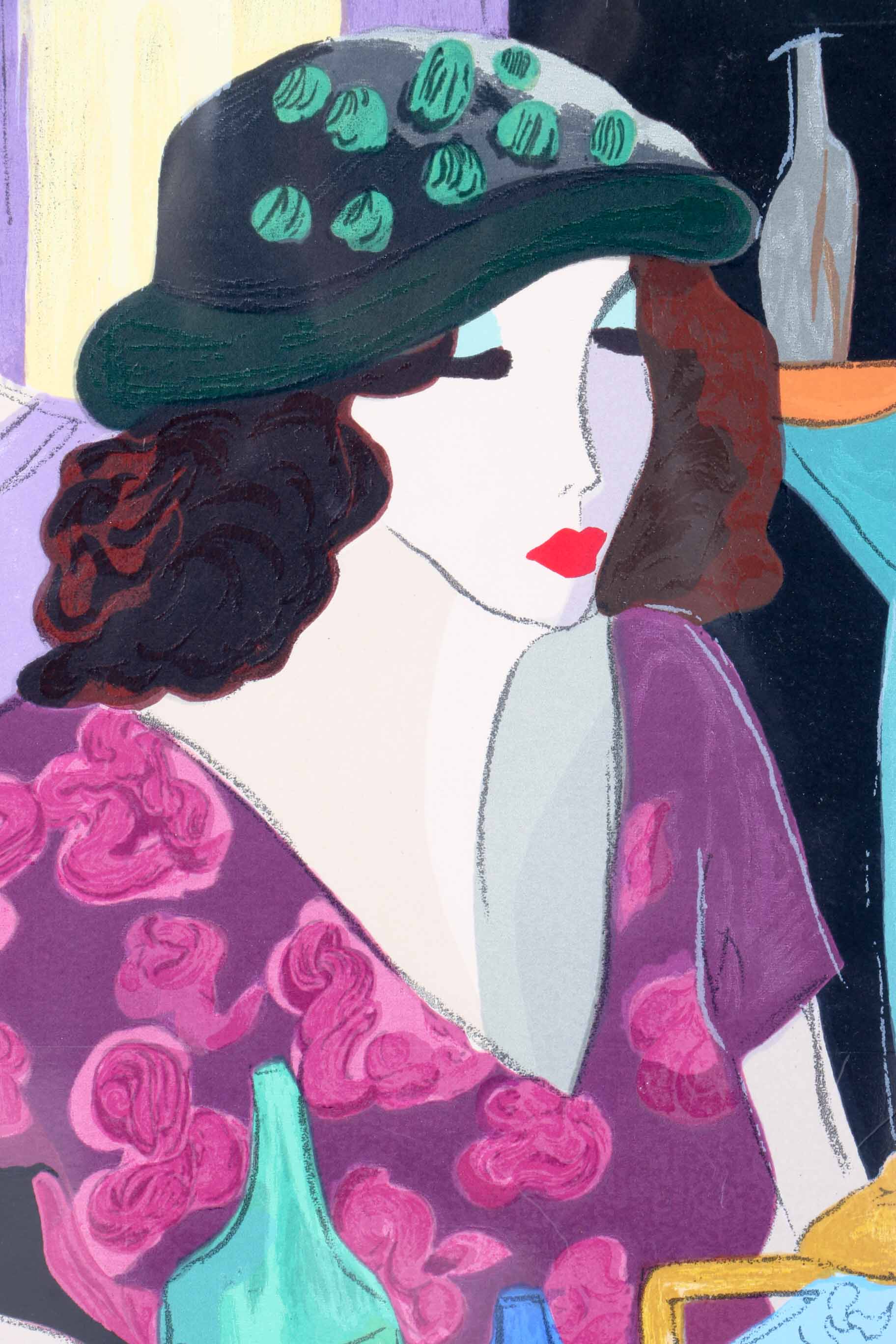 Patric Limited Edition Lithograph on Paper of a Cafe Scene