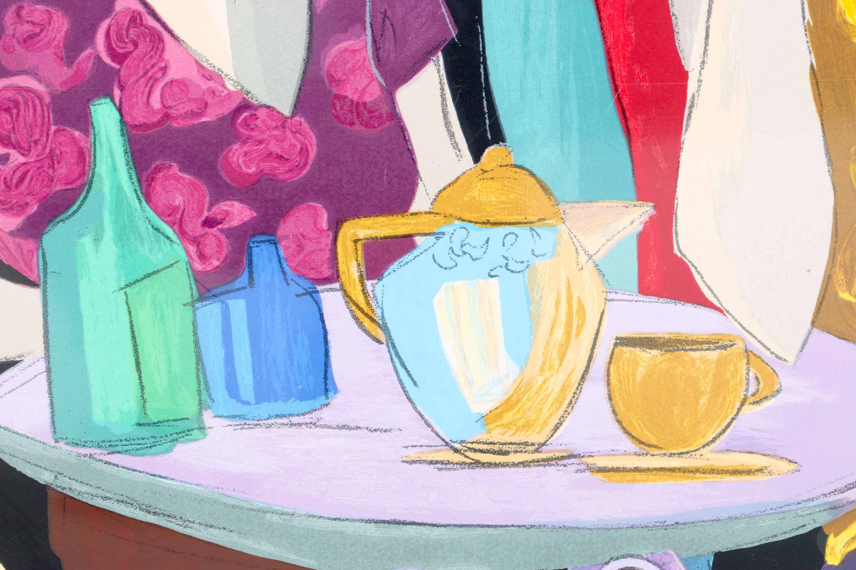 Patric Limited Edition Lithograph on Paper of a Cafe Scene