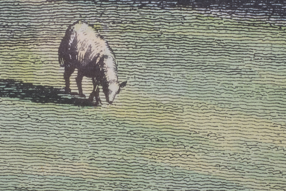 Hand Colored Lithograph "Peaceful Days"