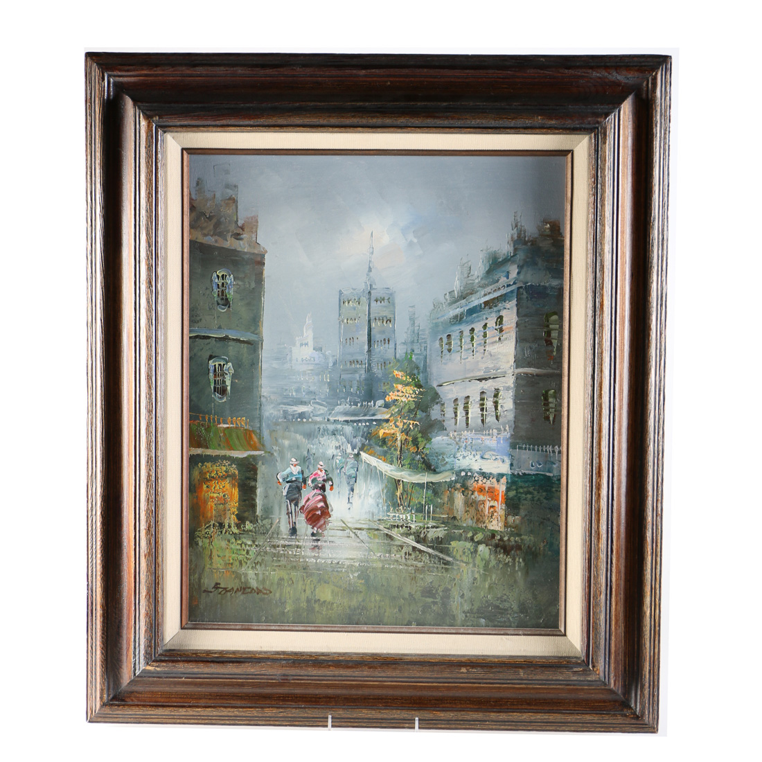 Stanford Signed Original Oil Painting of a Town