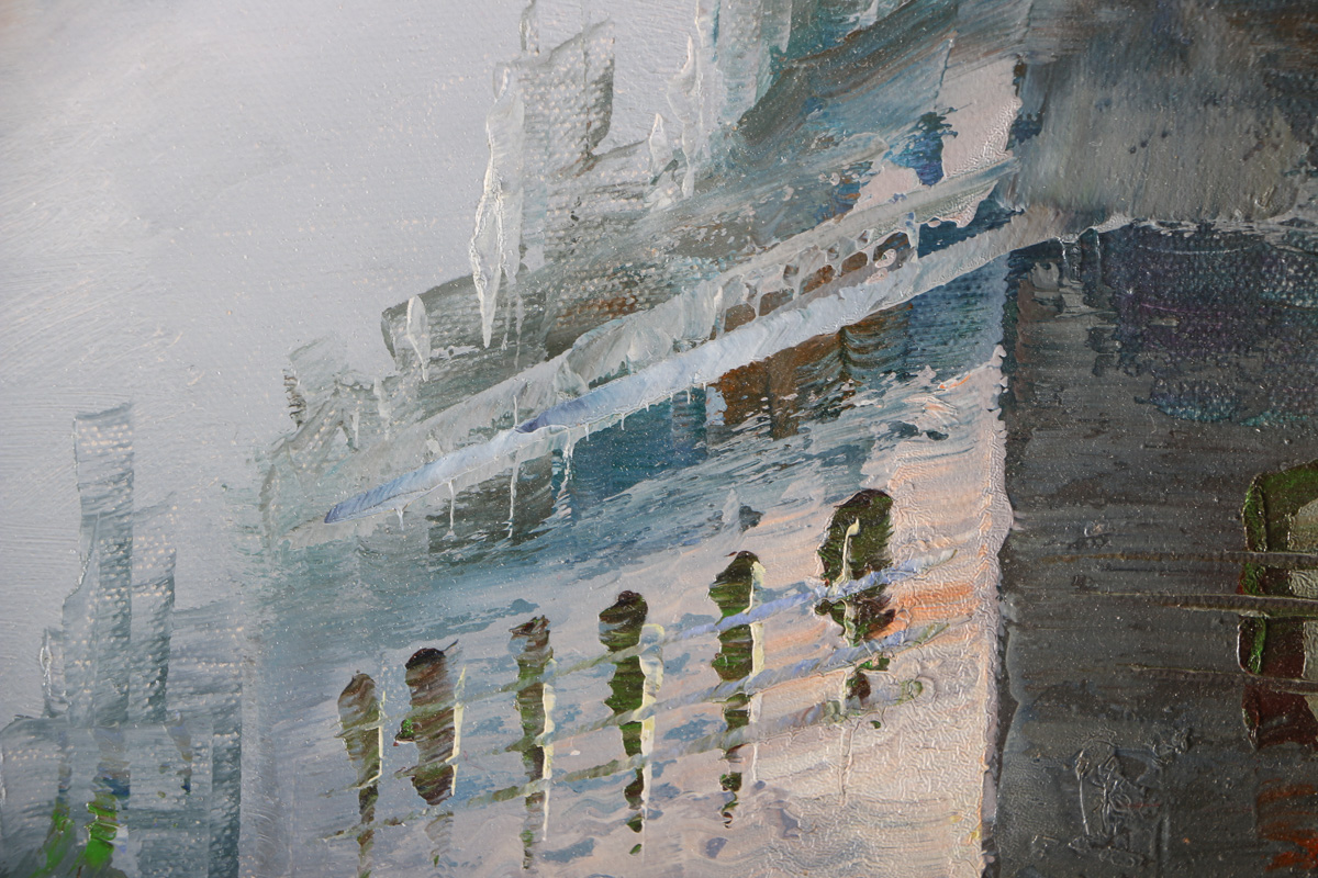 Stanford Signed Original Oil Painting of a Town