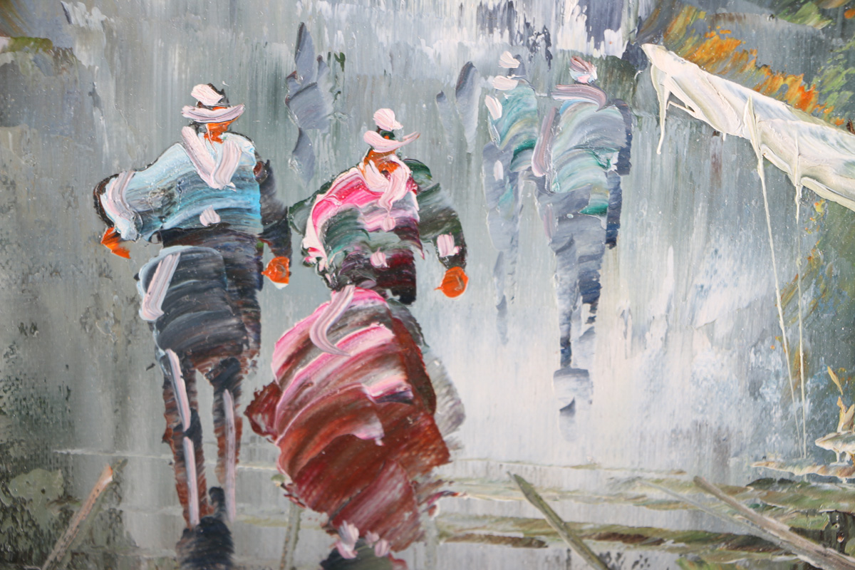 Stanford Signed Original Oil Painting of a Town