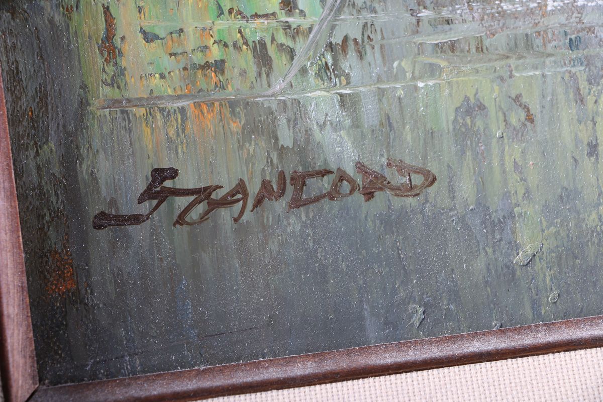 Stanford Signed Original Oil Painting of a Town