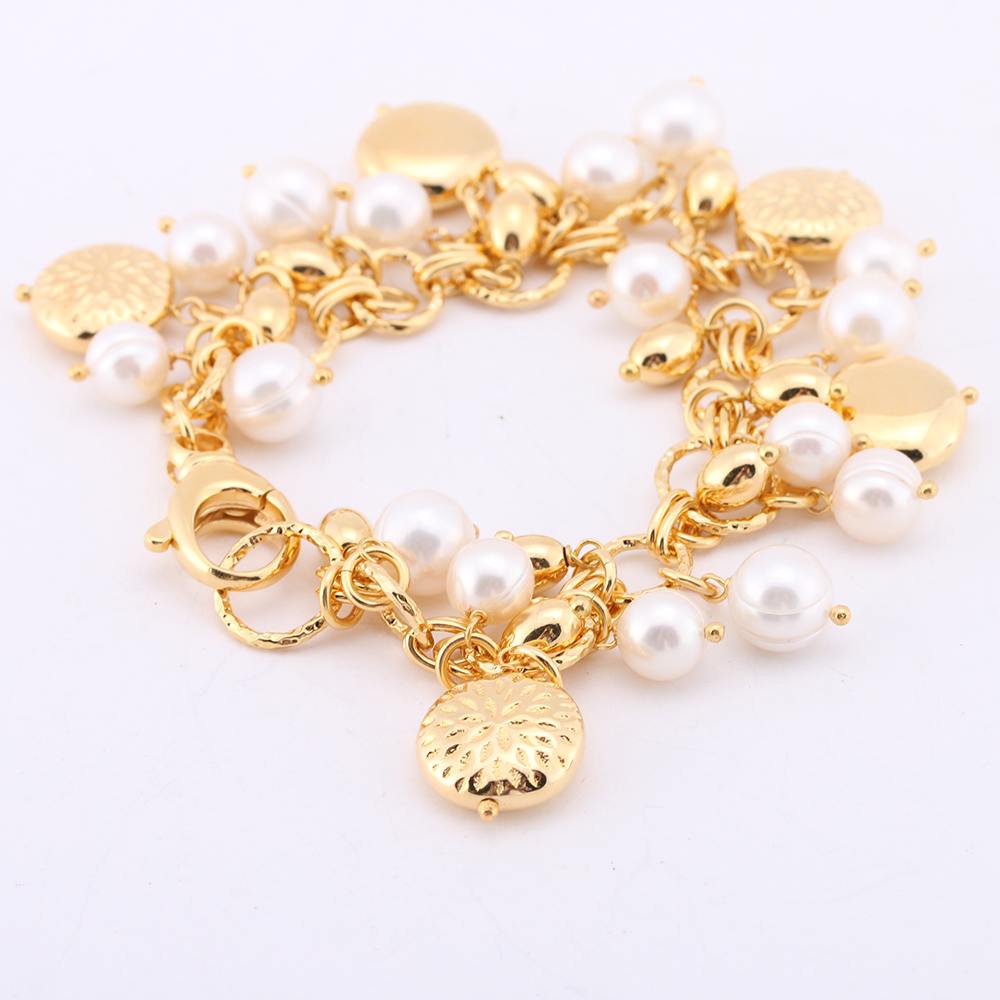 Gold Tone Freshwater Pearl Hematite Bracelets
