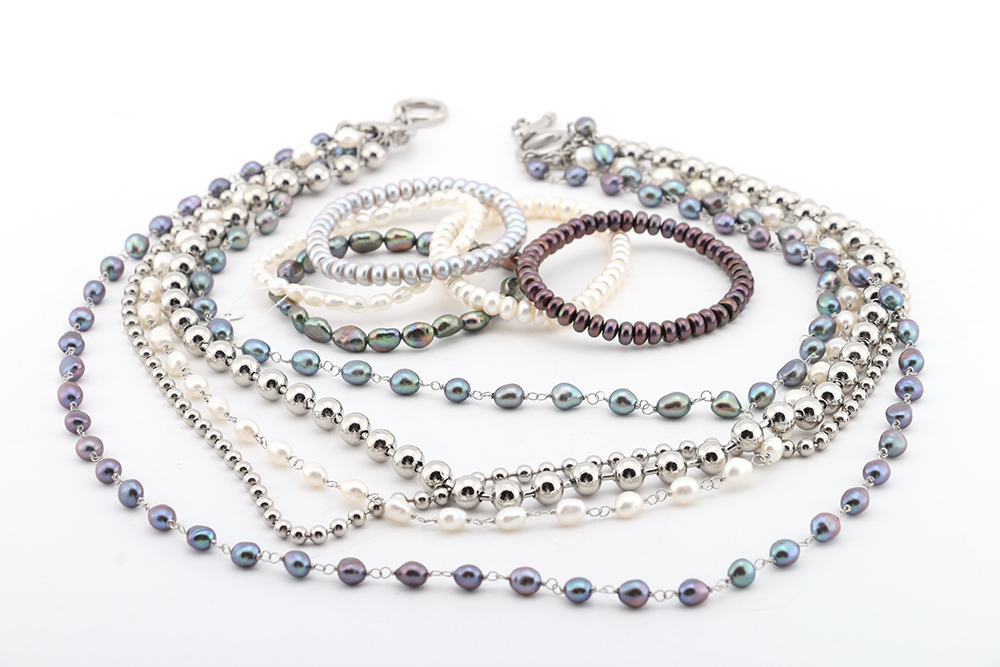 Dyed Freshwater Pearl Necklace and Bracelets