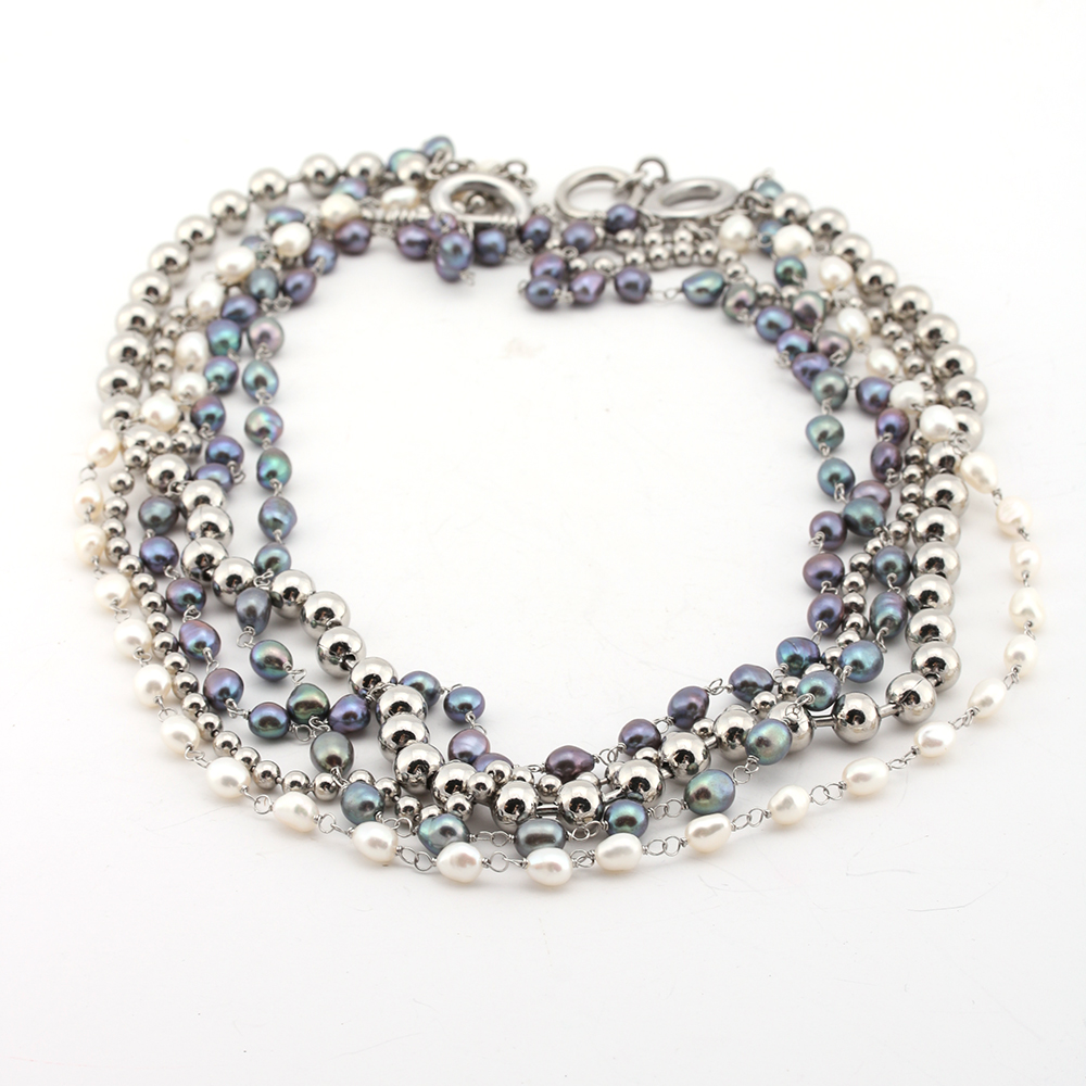 Dyed Freshwater Pearl Necklace and Bracelets