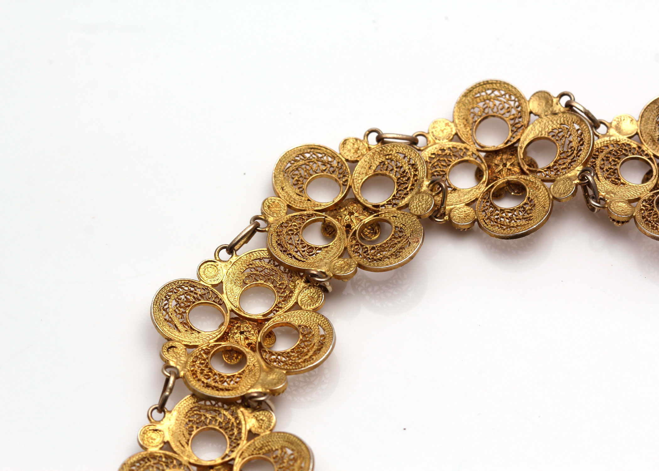 Gold Plated Filigree Fan and Flower Bracelet