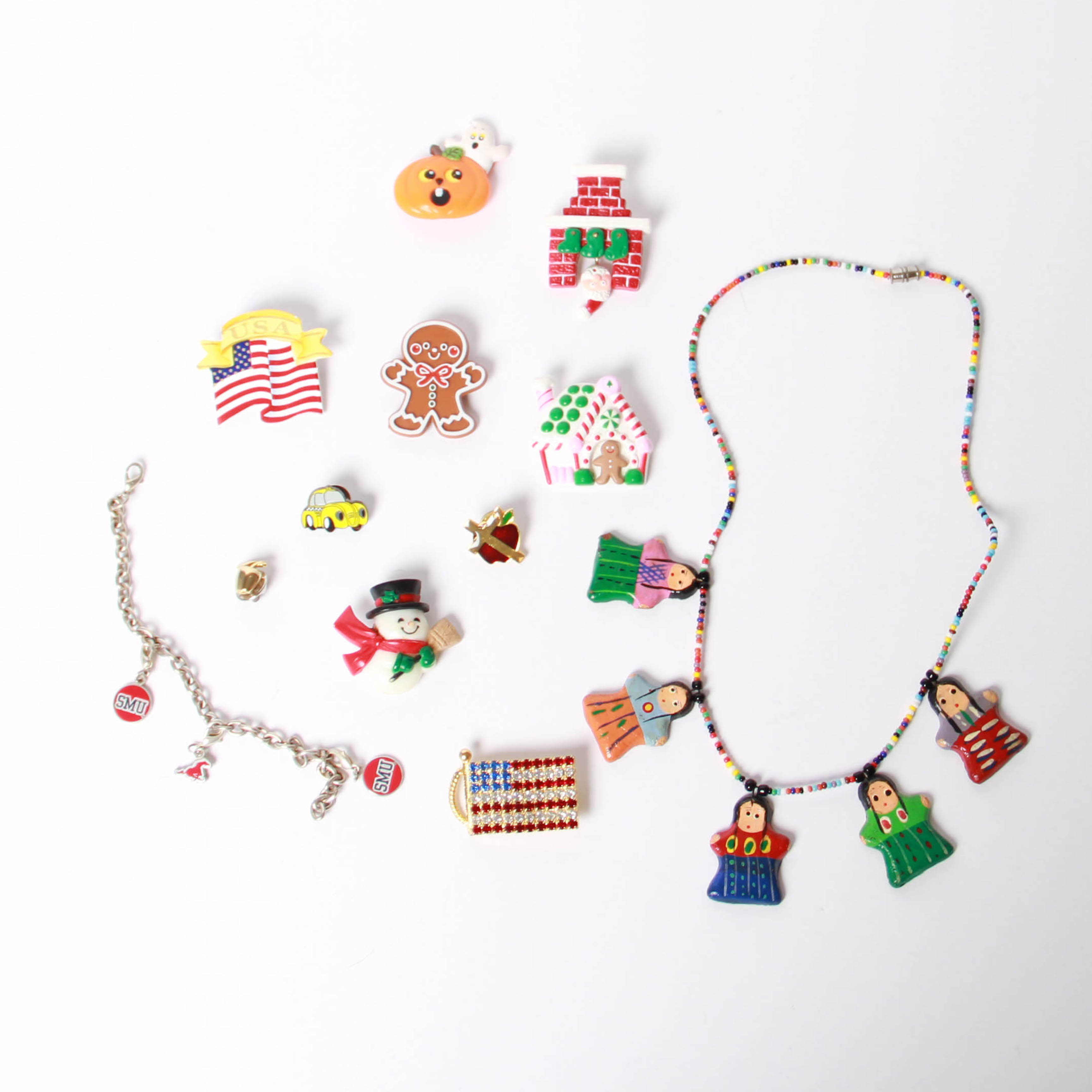 Assortment of Novelty Holiday Themed Jewelry