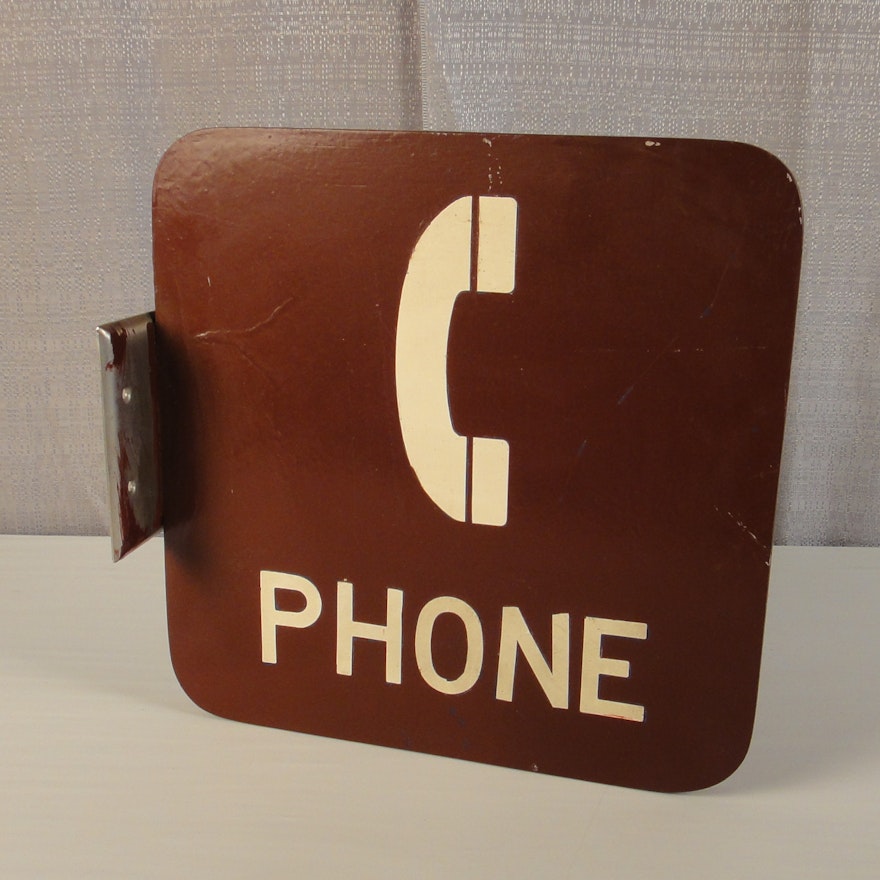 1960s Original Wall Phone Sign